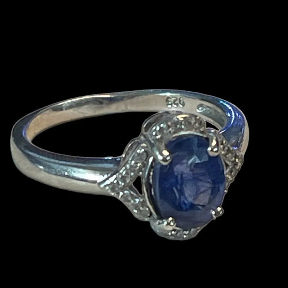 Natural Ceylon Sapphire Sterling Silver Ring (6.75) - Picture 6 of 12